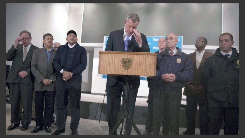 El alcalde demócrata de Nueva York, Bill de Blasio, en conferencia de prensa.