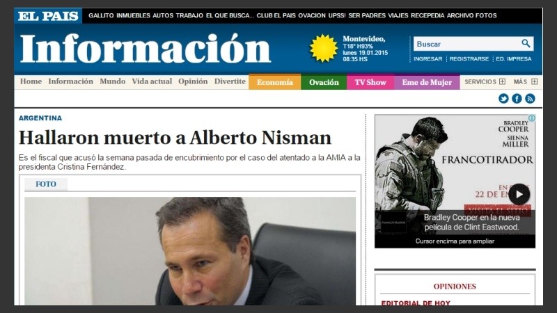 La noticia en el diario uruguayo El País. 