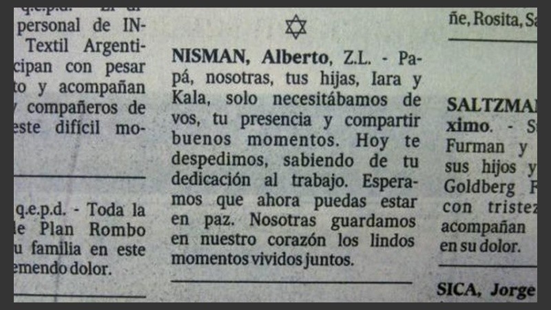 La publicación de las hijas de Nisman en La Nación. 
