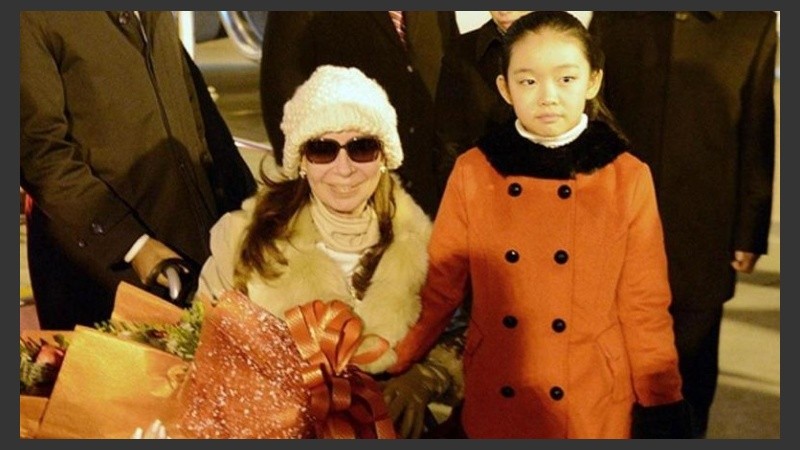 La primera imagen del arribo de la presidenta a Beijing. 
