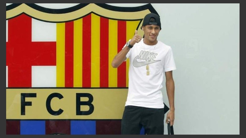 Neymar en su presentación con el FC Barcelona.