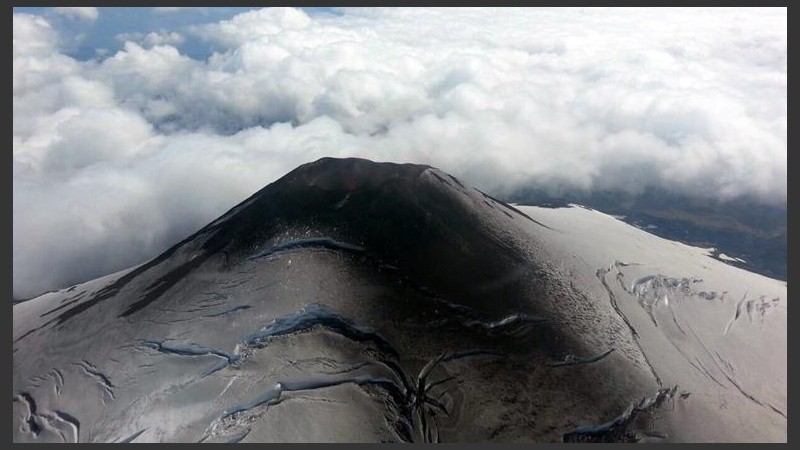 Vista aérea del volcán Villarrica.