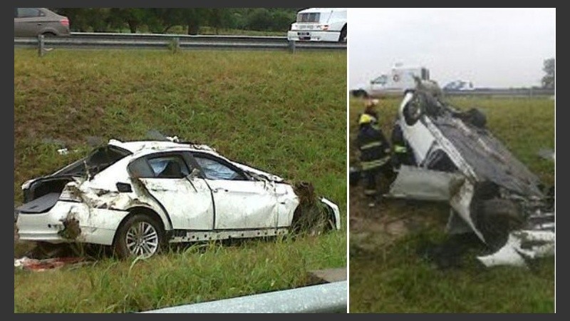 Dos imágenes del BMW blanco que se accidentó.
