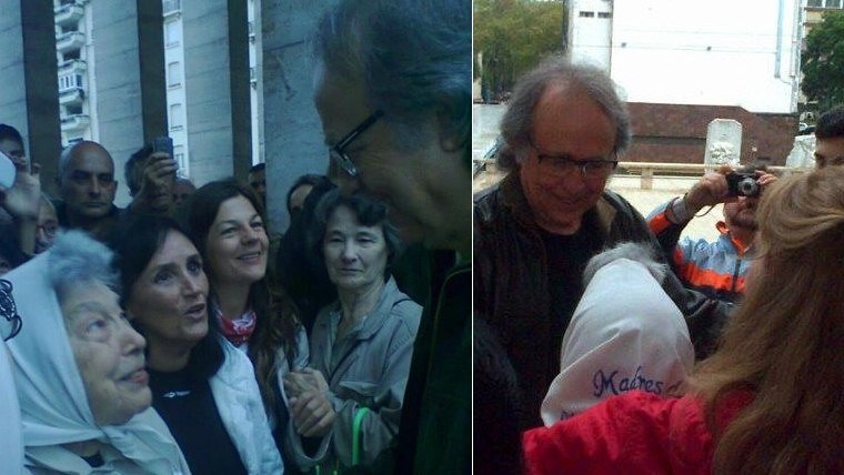 Serrat saluda a las Madres en la plaza 25 de Mayo.