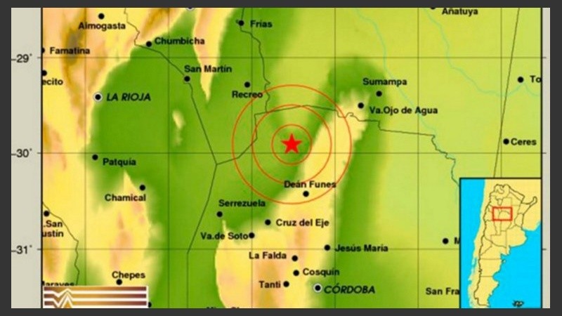 El mapa que muestra el temblor. 