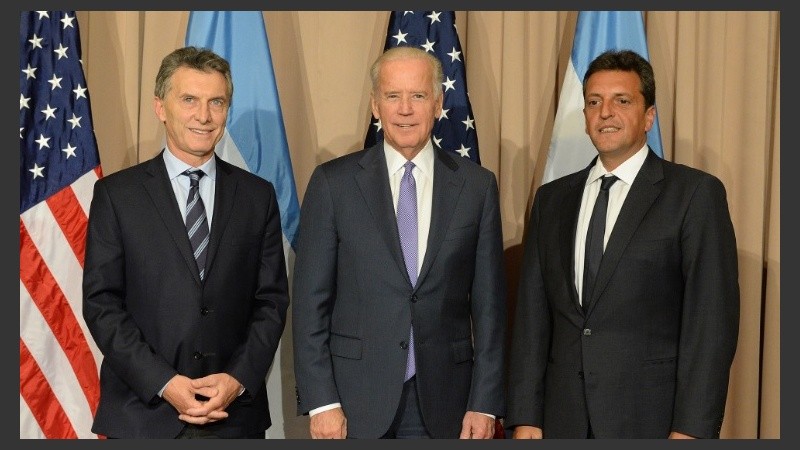 Macri, Biden y Massa en el encuentro que se realizó en Davos.