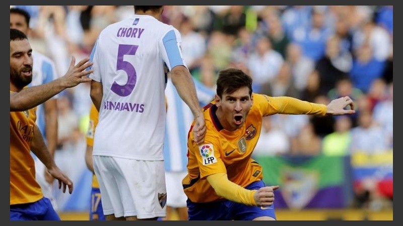 Messi celebra su conquista; una más. 