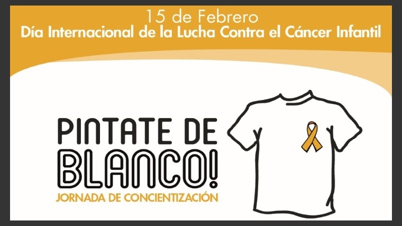 Los organizadores usarán remeras blancas y lazos dorados, símbolo internacional de la lucha contra el cáncer infantil.