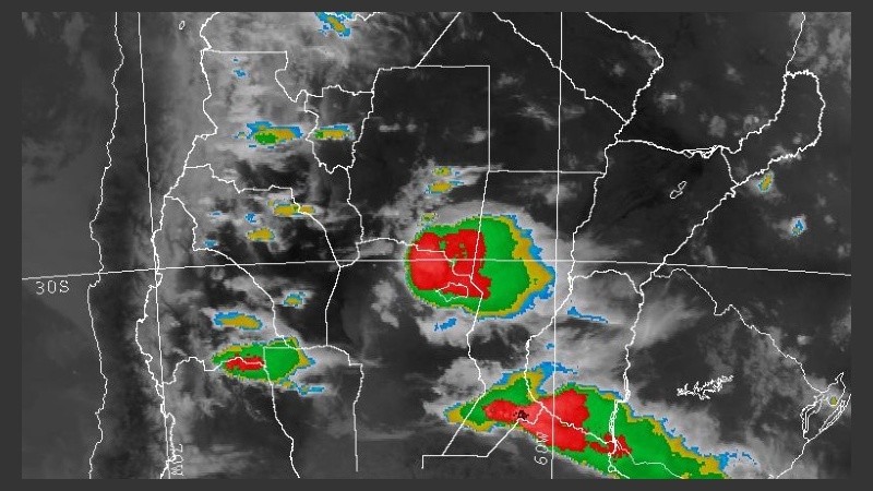 La imagen satelital de la tormenta.