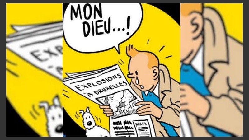 El intrépido periodista que protagoniza la historieta creada por Hergé llora las víctimas.