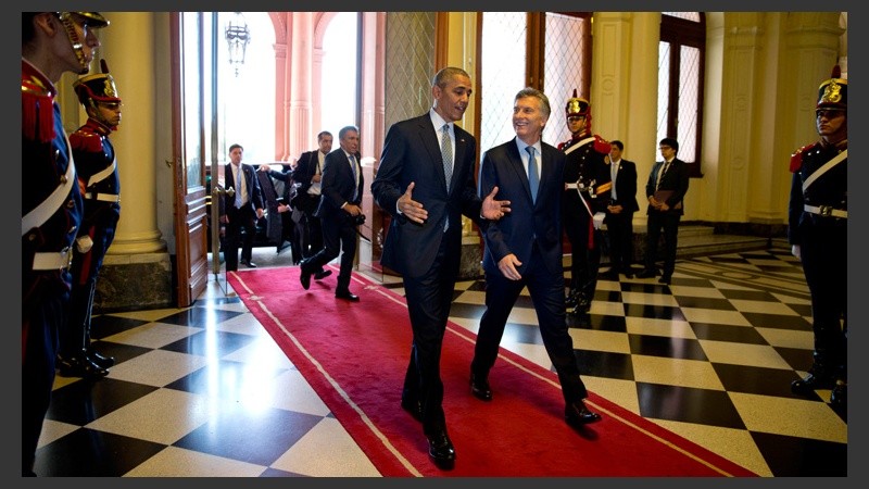 Obama, al llegar a la Casa Rosada.