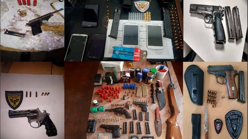 Armas secuestradas en distintos procedimientos de la Policía de Rosario. 
