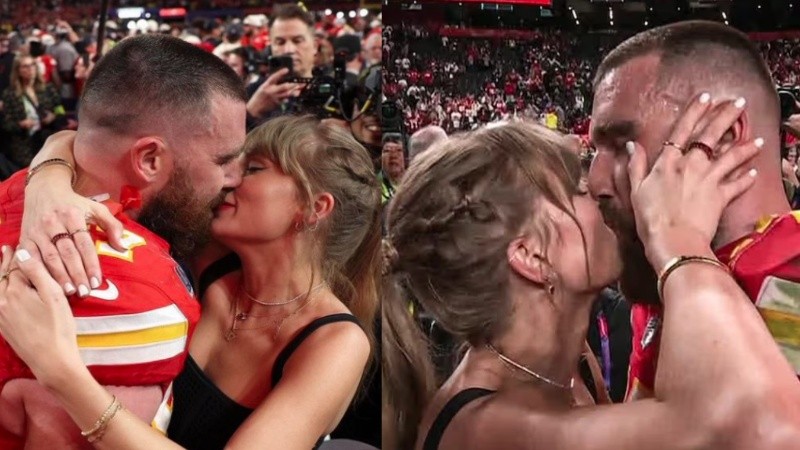 El beso de Taylor Swift y Travis Kelce.
