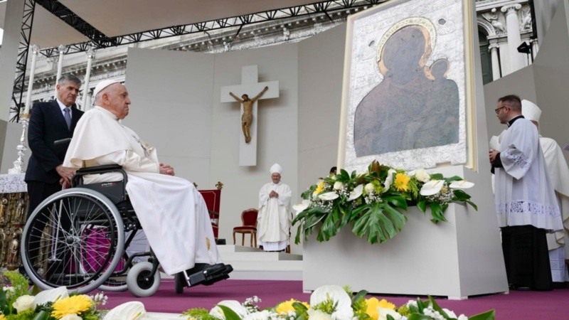 El Papa visitó Venecia este domingo.