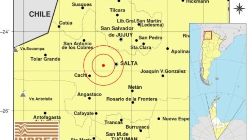 De acuerdo también con los datos proporcionados por el Inpres, en la zona de Campo Quijano-Rosario d.e Lerma, la intensidad del sismo osciló entre tres y cuatro en la escala correspondiente