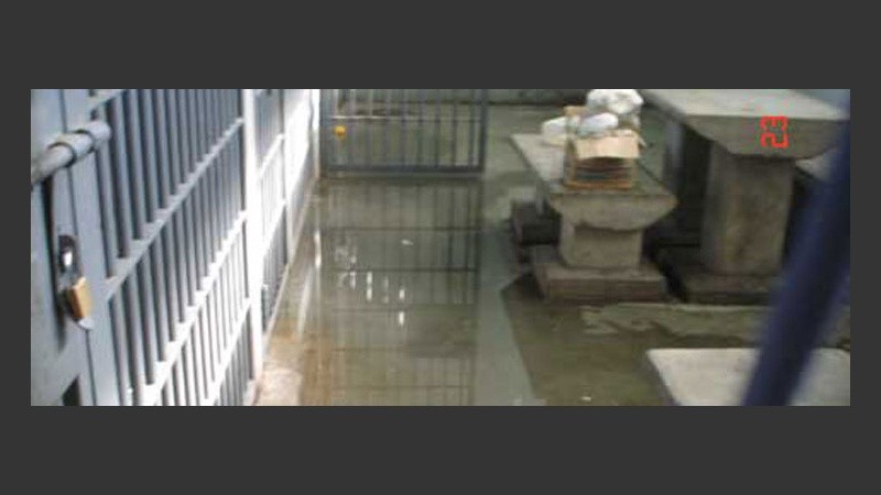 Los charcos de agua y la humedad en las paredes, que el juez menciona (Prensa Bloque PS).