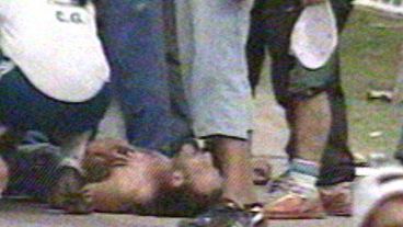 Uno de los heridos durante los incidentes (Imagen de TV).