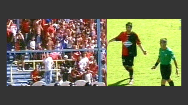 En el entretiempo, Elizondo casi suspende el juego por los enfrentamientos (imágenes Tv).