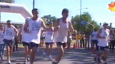 Muchos corredores se sumaron a la movida solidaria (imagen TV).