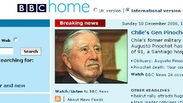 El sitio de la BBC también se hizo eco de la muerte de Pinochet