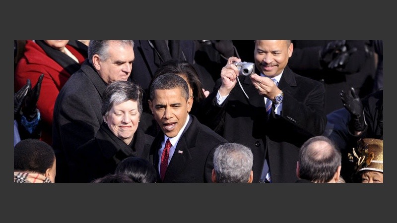 El presidente electo llega a su acto de investidura. 