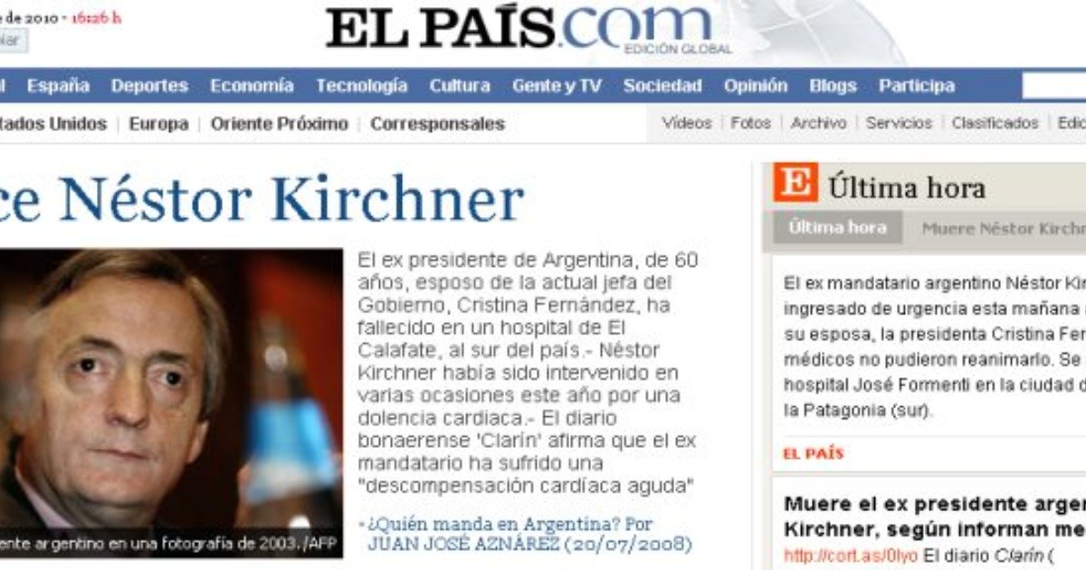 Repercusiones de la muerte de Kirchner en los diarios del mundo | Rosario3