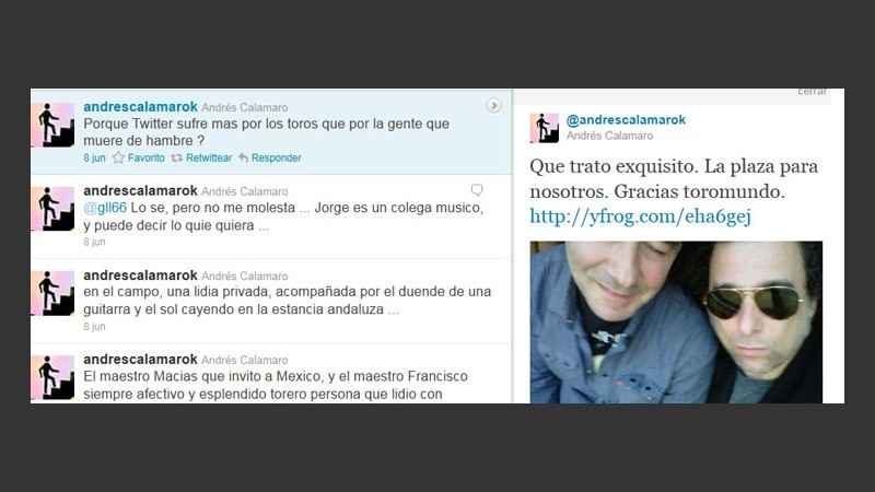 Calamaro desde Twitter, apoya las corridas de toros