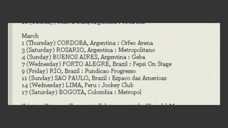 El sitio morrissey-solo.com confirmó la visita.