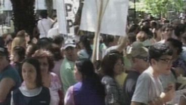 La protesta fue en plaza Pringles.