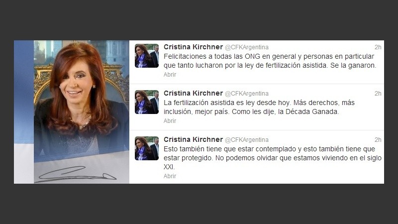 La mandataria se expresó, como ya es costumbre, a través de Twitter.