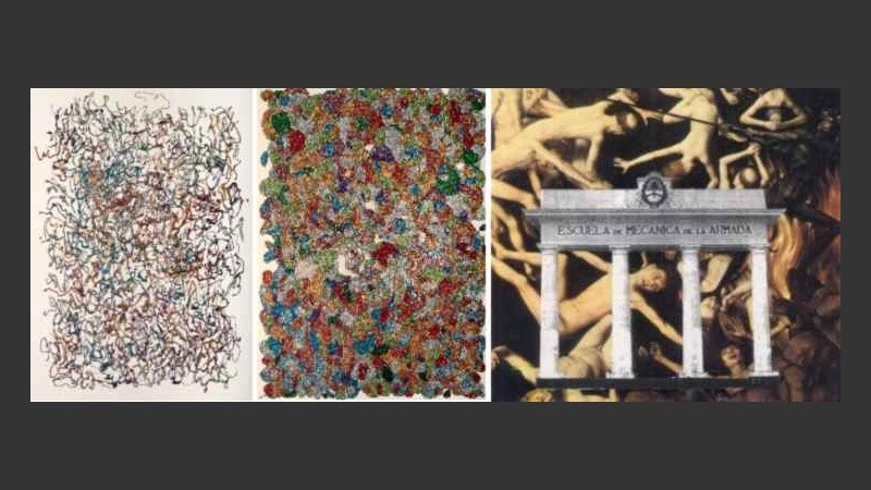 Dos pinturas en relieve, y parte de la serie 