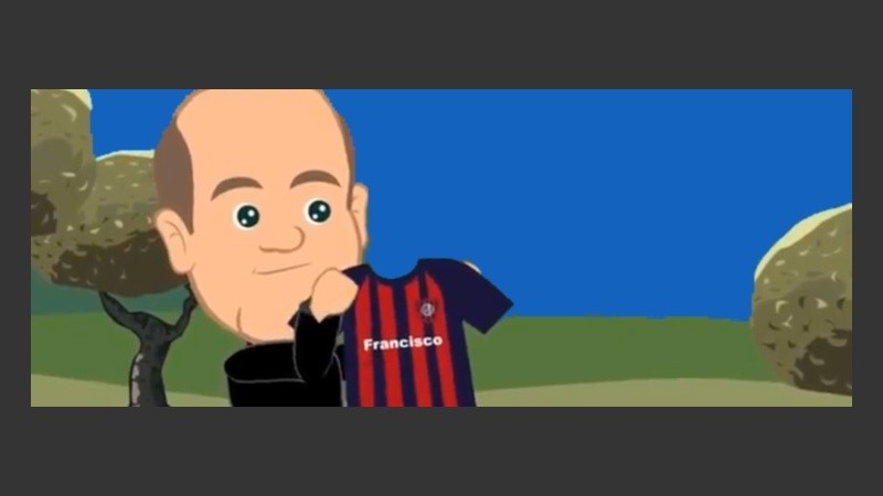 Su pasión por los colores de San Lorezo, también está retratada en el dibujito. 