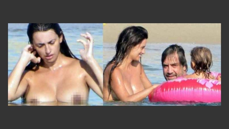 La actriz, junto a Javier Bardem, disfruta de las aguas del Mediterráneo