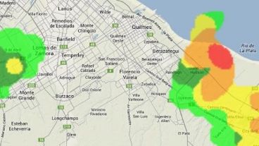 Imagen de radar tras el tornado en la zona de Berazategui.