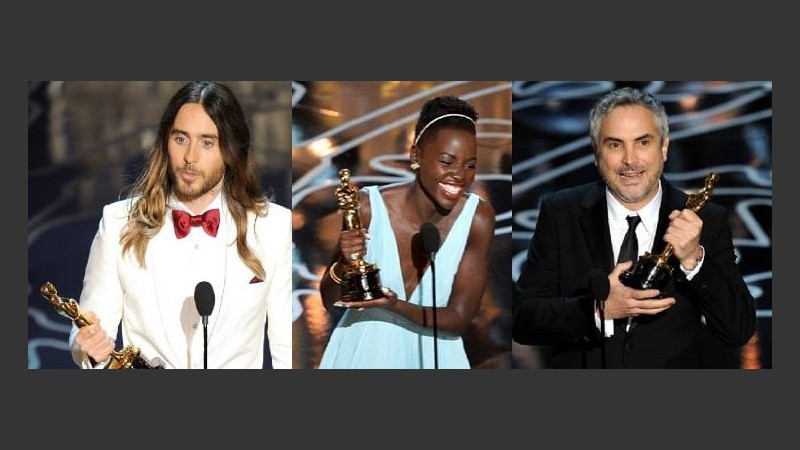 Jared Leto, Lupita Nyong´o y Alfonso Cuarón, tres de los ganadores de la gala.