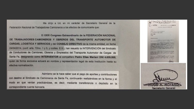 El comunicado firmado por Moyano que pide depositar aportes en la cuenta nacional.