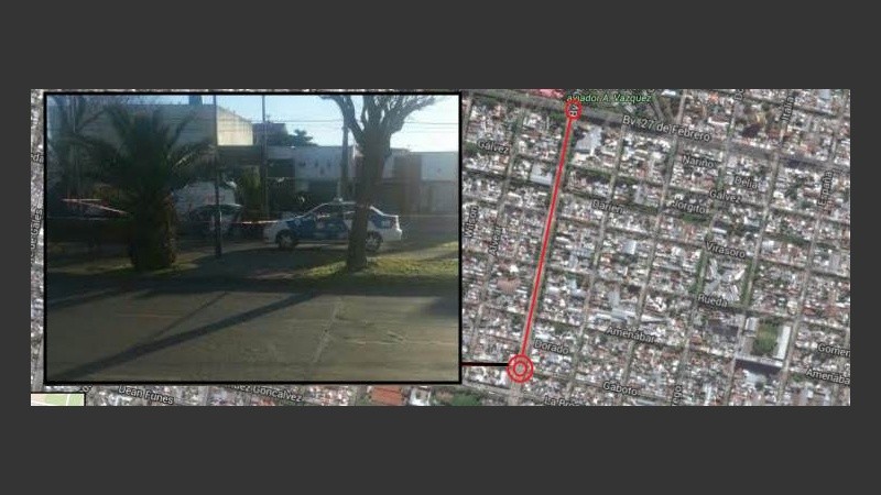 La zona del ataque y la persecución por Oroño.