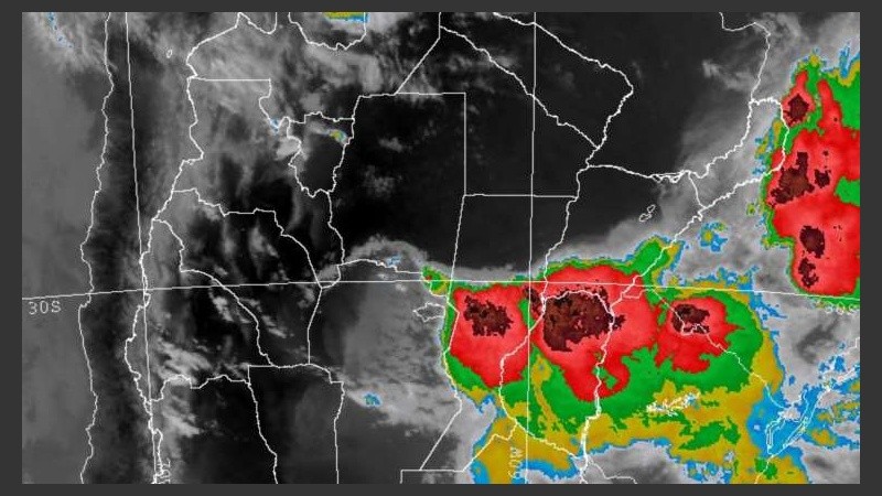 La imagen satelital para la zona central del país.