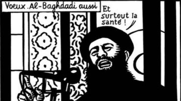 El último tuit de la revista. una caricatura de Abu Bakr al-Baghdad: "Mis mejores deseos, por cierto. Y sobre todo, la salud".