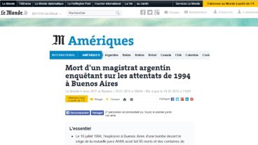 Le Monde:  “Muerte de un magistrado argentino que investigaba los atentados de 1994 en Buenos Aires”.