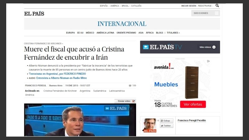 La muerte de Nisman en el español El País. 