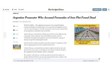 The New York Times: "Fiscal argentino que acusó a Fernández fue encontrado muerto".