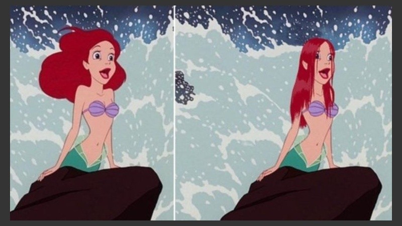 Ariel con el pelo mojado.
