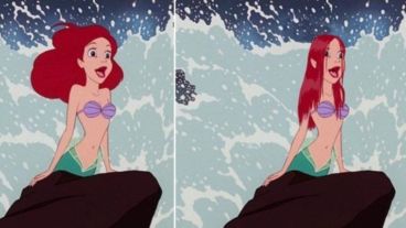 Ariel con el pelo mojado.
