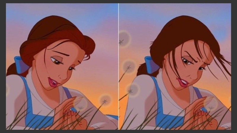 Bella despeinada en el campo.