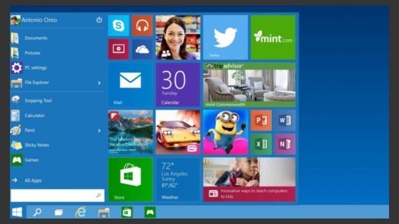 Aspecto que tendrá el escritorio de Windows 10.