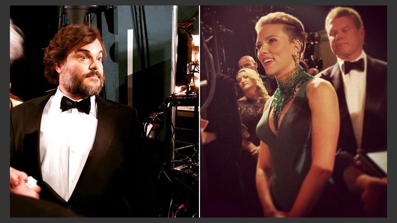 Der: Jack Black minutos antes de salir a escena. Der: la diosa de Scarlett Johansson.