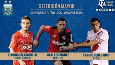 El anuncio oficial de las convocatorias de los tres jugadores que actúan en Argentina.