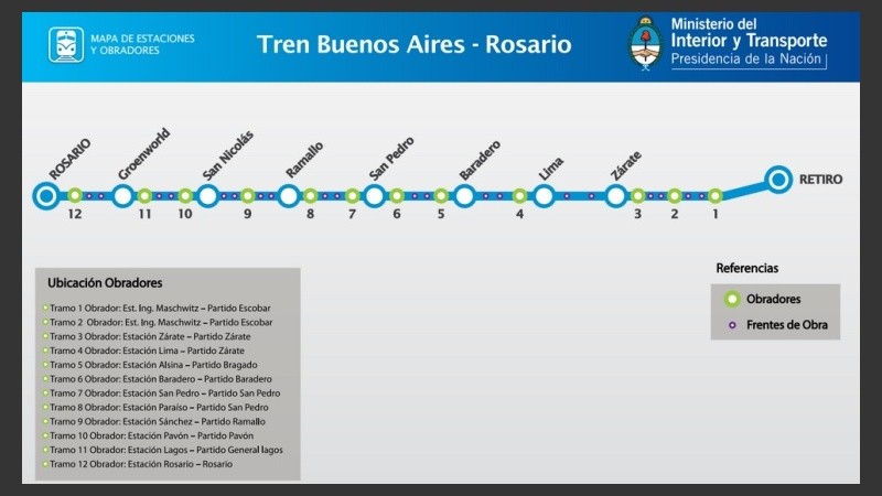 Infografía con mapa de obradores y estaciones.