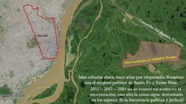 Las hectáreas de isla ocupadas por un privado y su equivalente sobre el ejido de la ciudad.